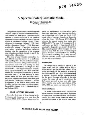 A Spectral Solar/Climatic Model H