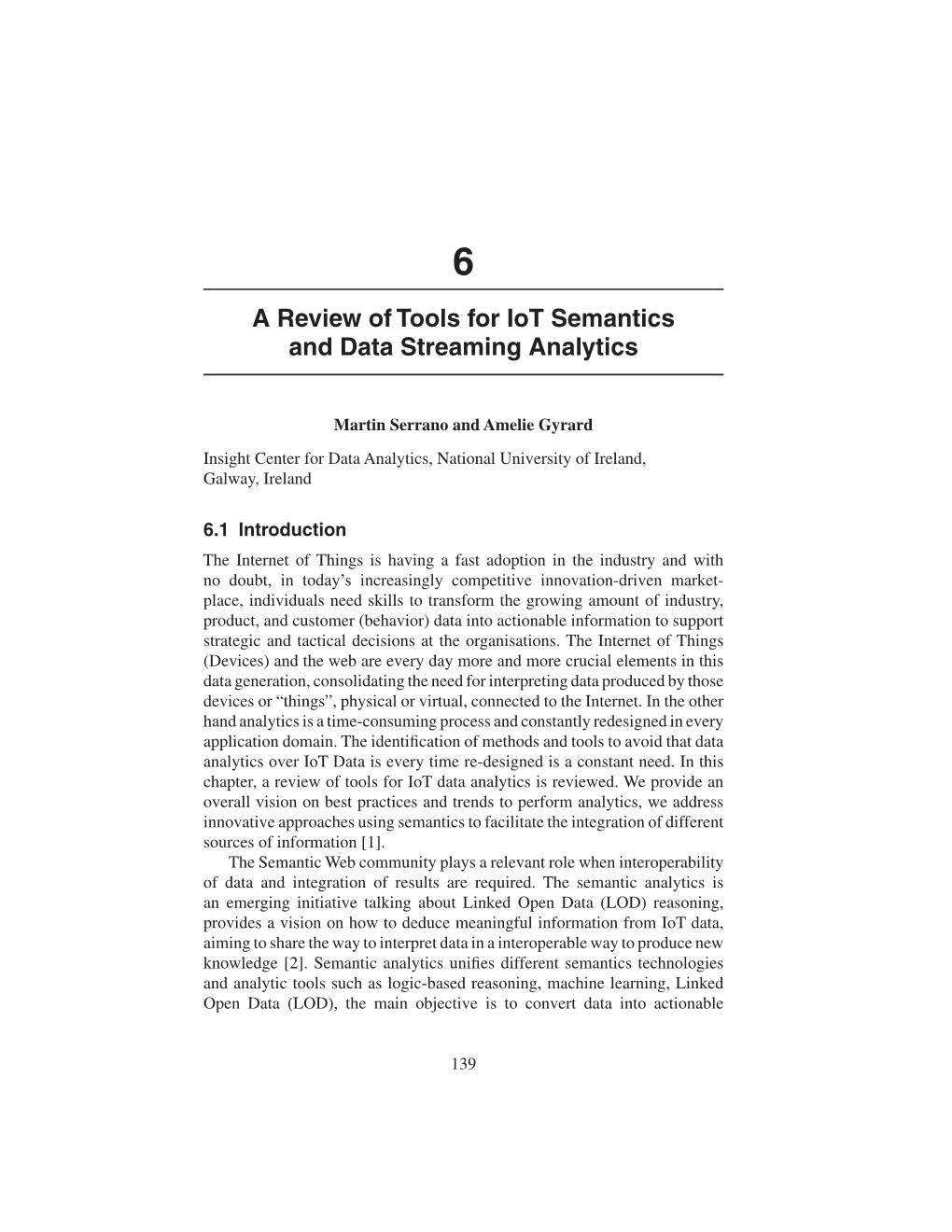 Book Chapter: a Review of Tools for Iot Semantics and Data Streaming