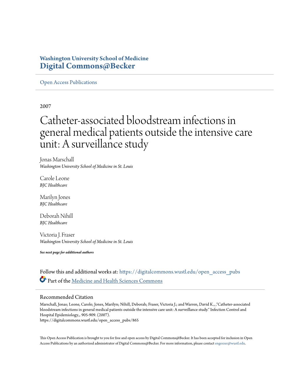 Catheter-Associated Bloodstream