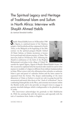 The Spiritual Legacy and Heritage of Traditional Islam and Sufism in North Africa: Interview with Shaykh Ahmed H