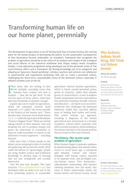 Transforming Human Life on Our Home Planet, Perennially