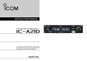 IC-A210 Instruction Manual