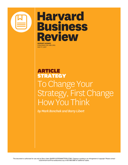 To Change Your Strategy, First Change How You Think by Mark Bonchek and Barry Libert