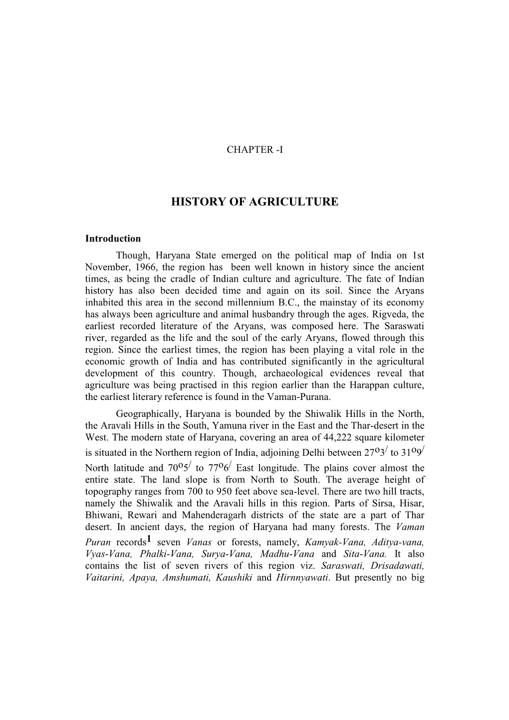 History of Agriculture