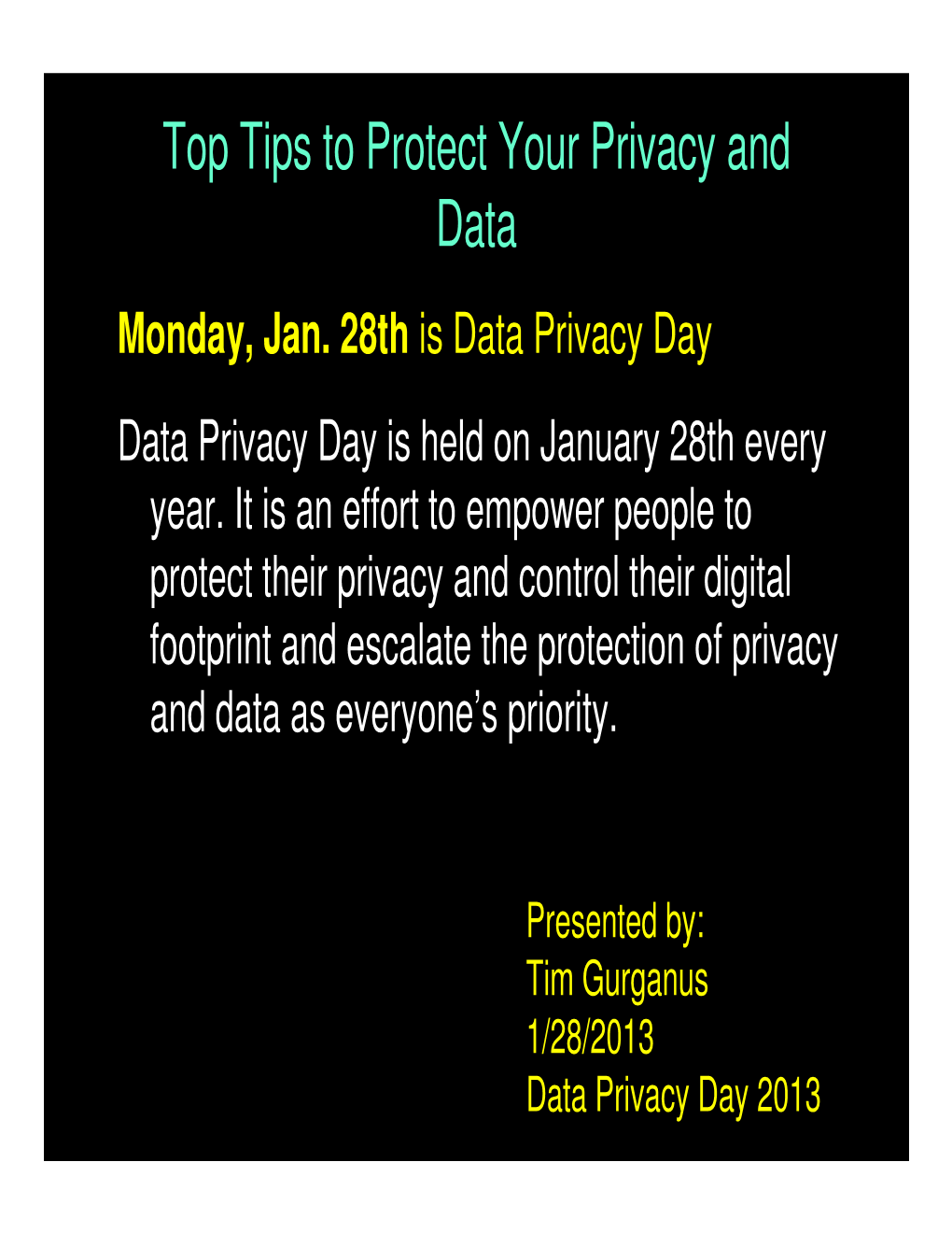 Top Tips to Protect Your Privacy and Data (PDF)