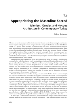 Appropriating the Masculine Sacred Islamism, Gender, and Mosque Architecture in Contemporary Turkey
