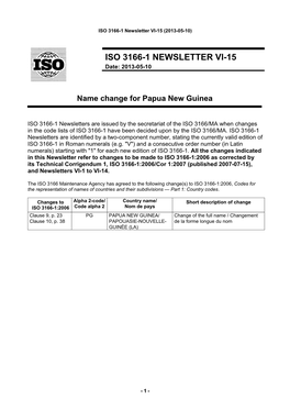 ISO 3166-1 Newsletter VI-15 (2013-05-10)