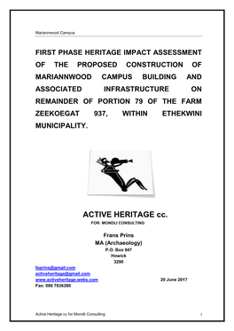 First Phase Heritage Impact Assessment