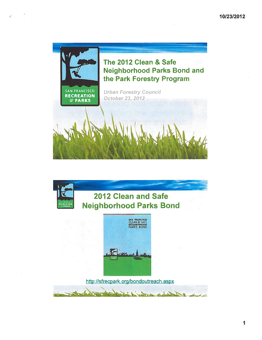 2012 Clean and Safe Neighborhood Parks Bond