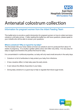 Antenatal Colostrum Collection Leaflet