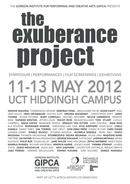 Exuberance Project SYMPOSIUM | PERFORMANCES | FILM SCREENINGS | EXHIBITIONS 11-13 MAY 2012 UCT HIDDINGH CAMPUS