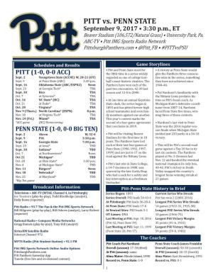 Pitt at Penn State Opportunities Press Conference Opportunities 12:10 P.M
