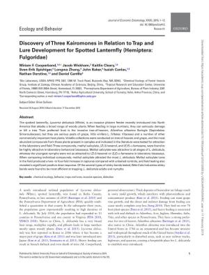 Discovery of Three Kairomones in Relation to Trap and Lure Development for Spotted Lanternfly (Hemiptera: Fulgoridae)
