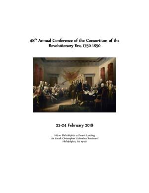 48Th Annual Conference of the Consortium of the Revolutionary Era, 1750-1850