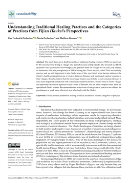 Understanding Traditional Healing Practices and the Categories of Practices from Fijian Itaukei's Perspectives