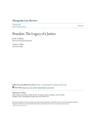 Brandeis: the Legacy of a Justice Joel K