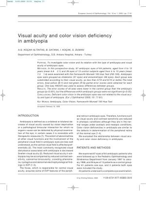 Visual Acuity and Color Vision Deficiency in Amblyopia