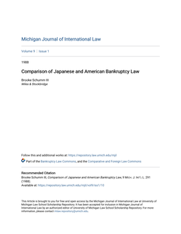 Comparison of Japanese and American Bankruptcy Law