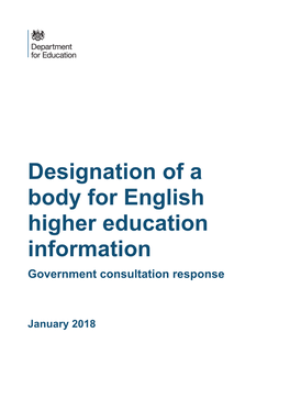 Designation of a Body for English Higher Education Information Government Consultation Response
