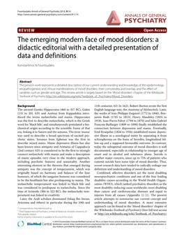 The Emerging Modern Face of Mood Disorders