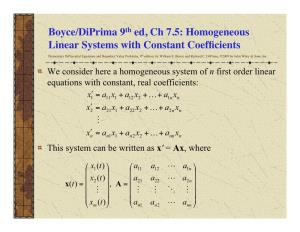 Boyce/Diprima 9Th Ed, Ch 7.5: Homogeneous Linear Systems With