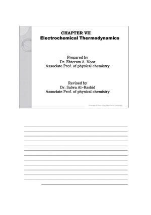 CHAPTER VII Electrochemical Thermodynamics
