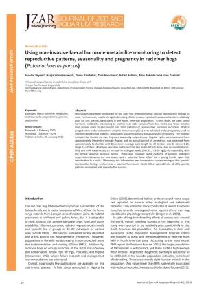 Using Non-Invasive Faecal Hormone Metabolite Monitoring to Detect
