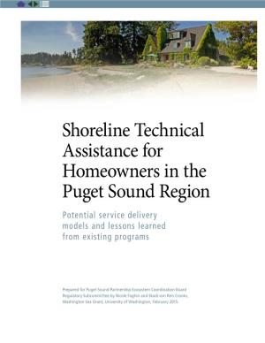 Shoreline Technical Assistance for Homeowners in the Puget Sound Region Potential Service Delivery Models and Lessons Learned from Existing Programs