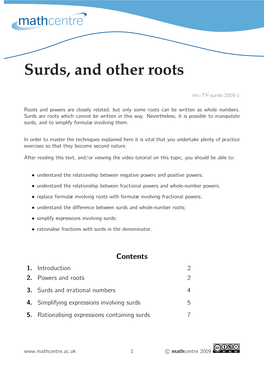 Surds, and Other Roots