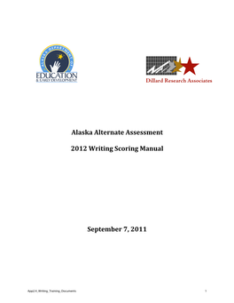 Alaska Alternate Assessment 2012 Writing Scoring Manual September