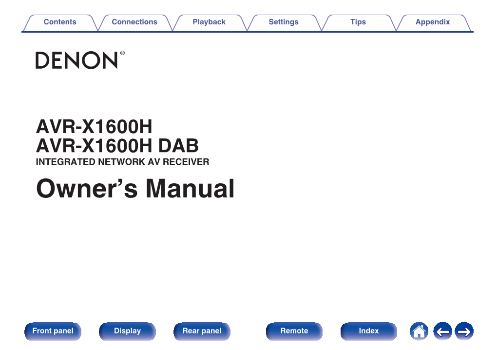 Denon AVR-X1600H Manual