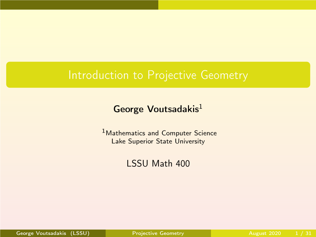 Introduction to Projective Geometry