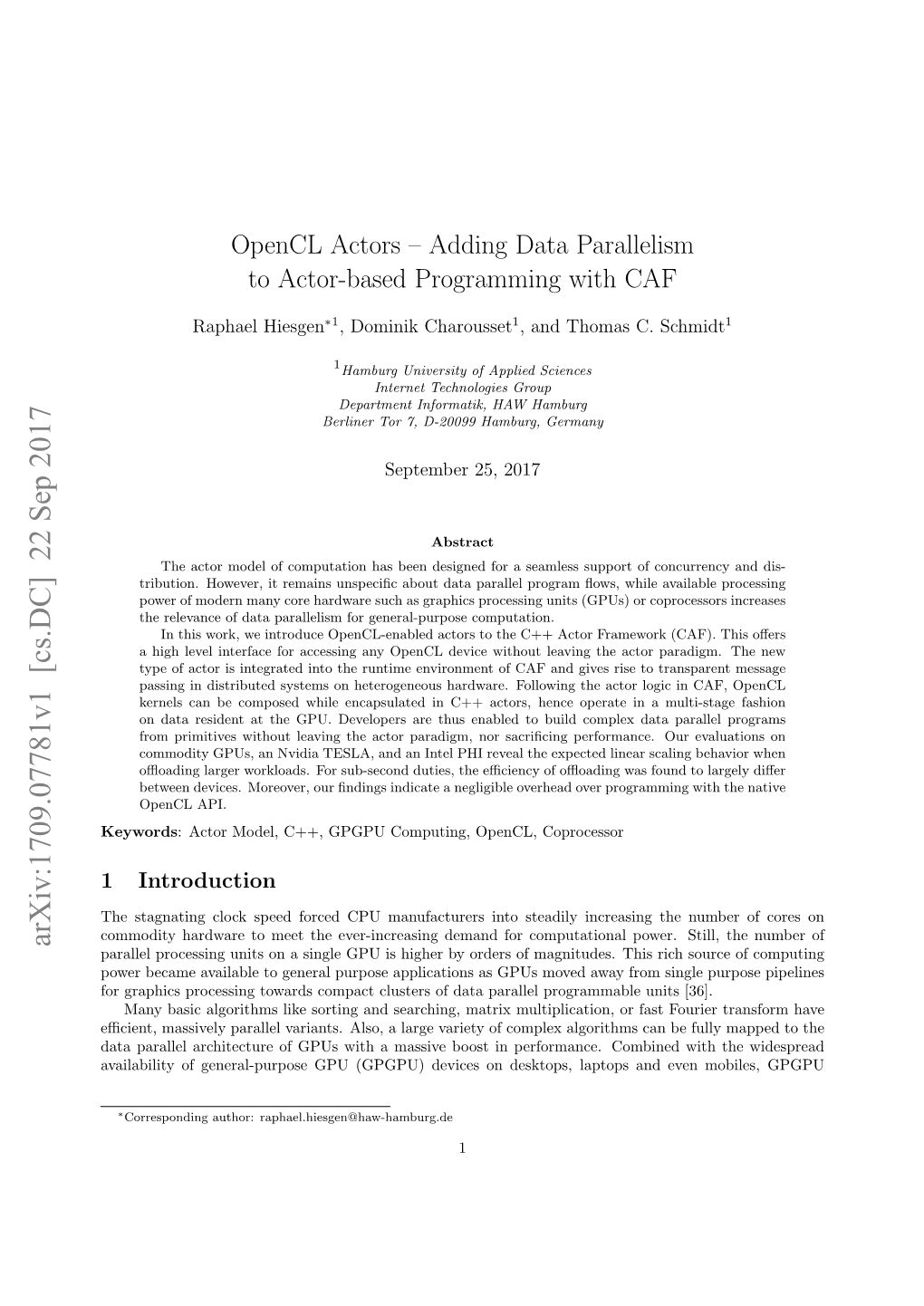 Opencl Actors-Adding Data Parallelism to Actor-Based Programming With