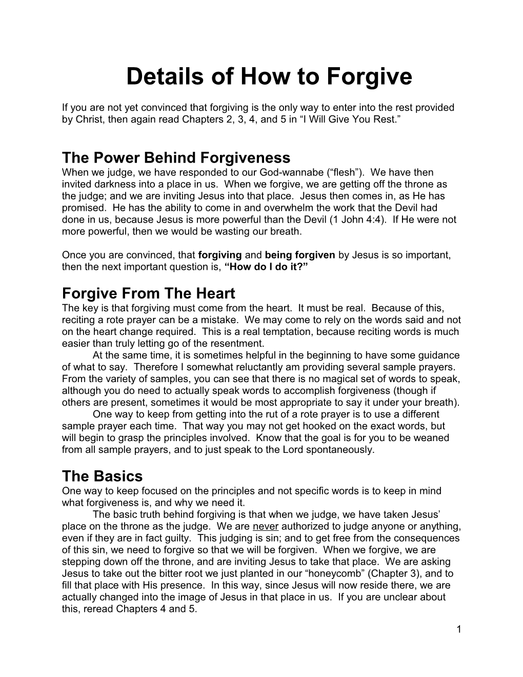 Details of How to Forgive