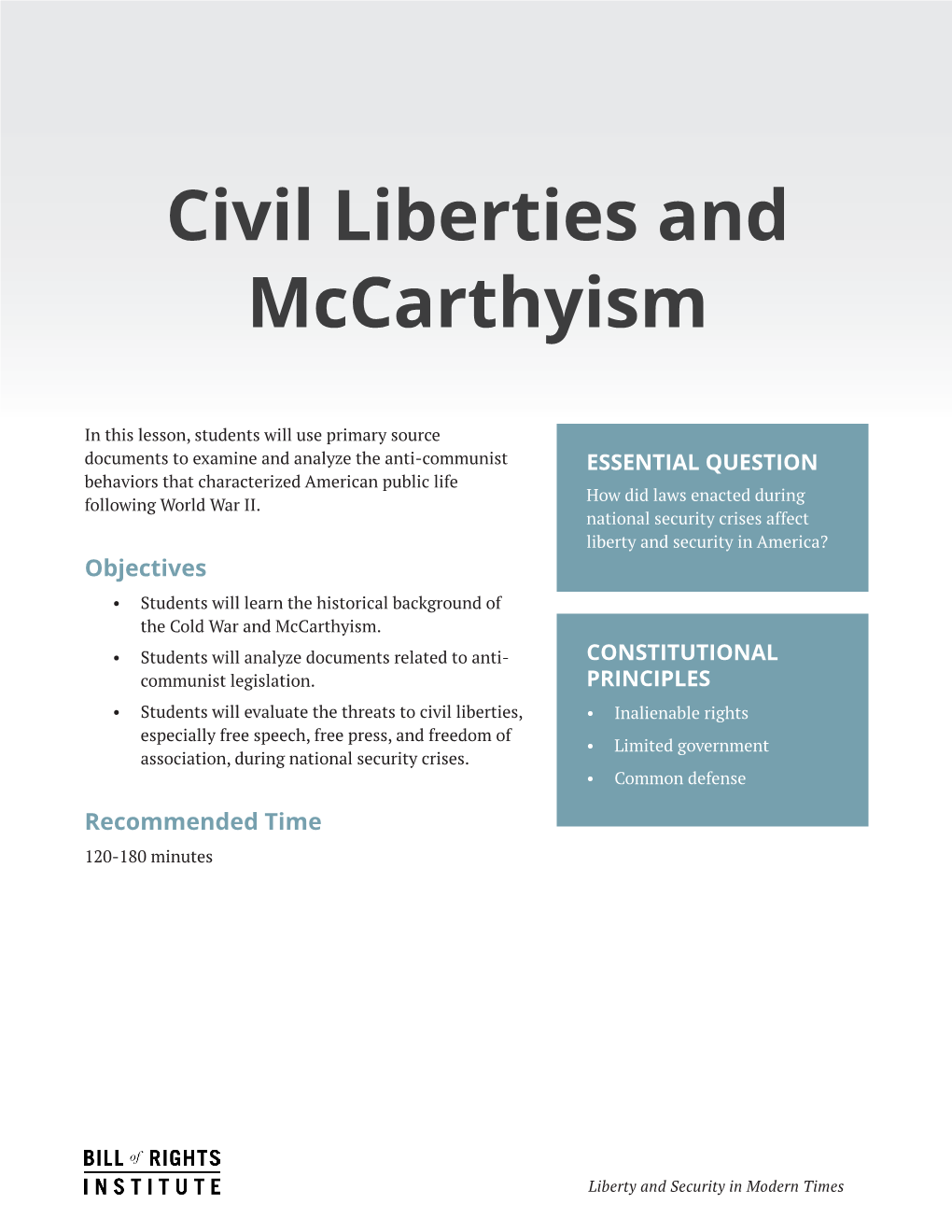 Civil Liberties and Mccarthyism