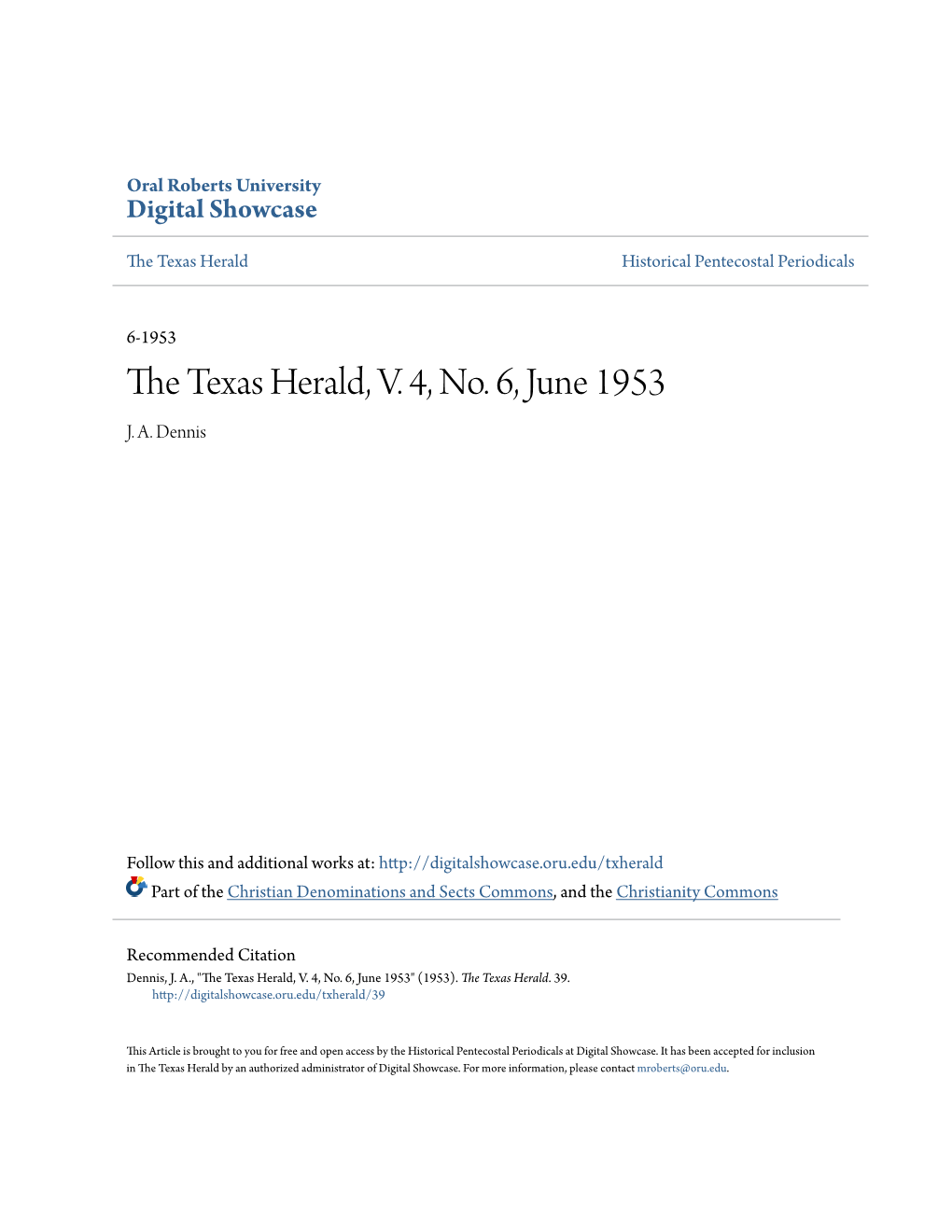 The Texas Herald, V. 4, No. 6, June 1953