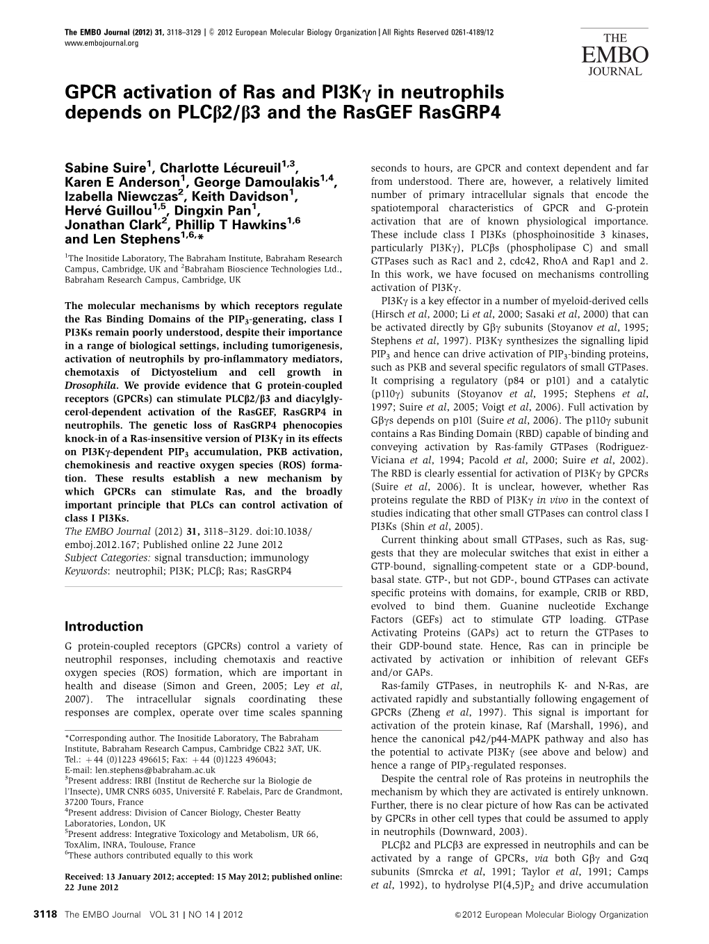 GPCR Activation of Ras and PI3KΓ in Neutrophils