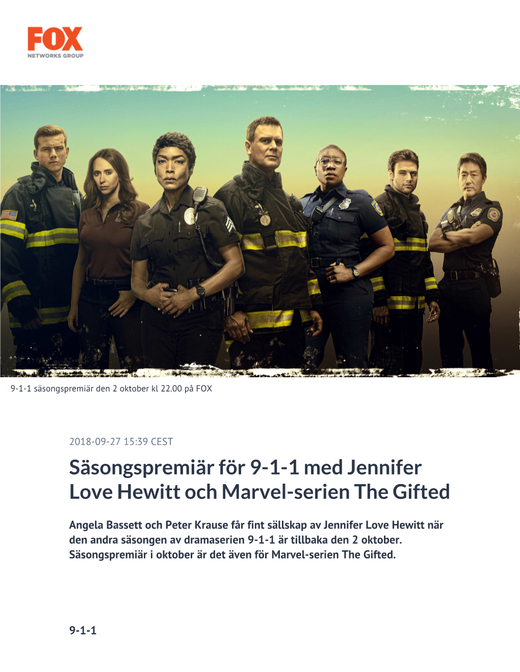 ​Säsongspremiär För 9-1-1 Med Jennifer Love Hewitt Och Marvel