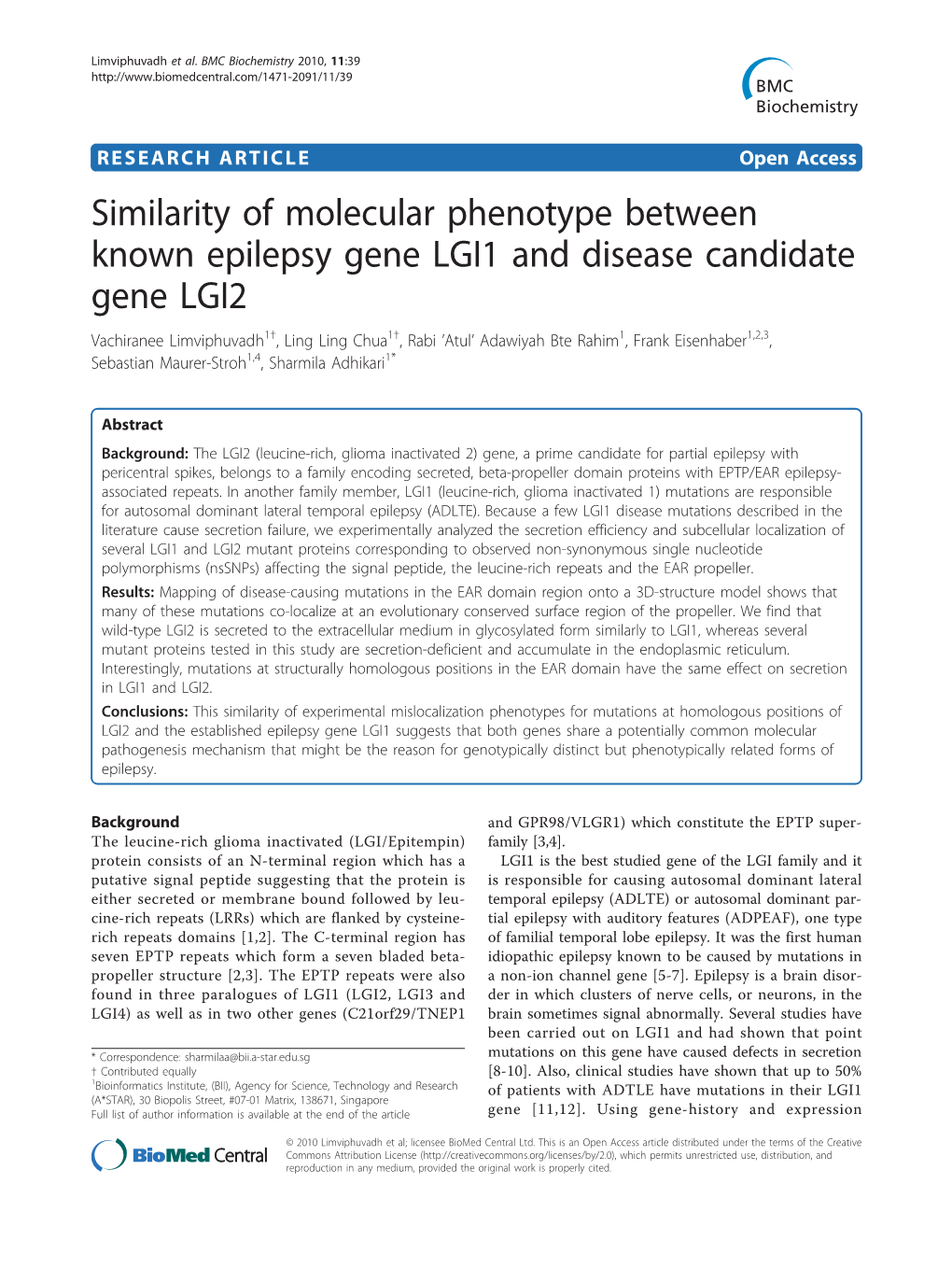Similarity of Molecular Phenotype Between Known Epilepsy Gene LGI1 and Disease Candidate Gene LGI2