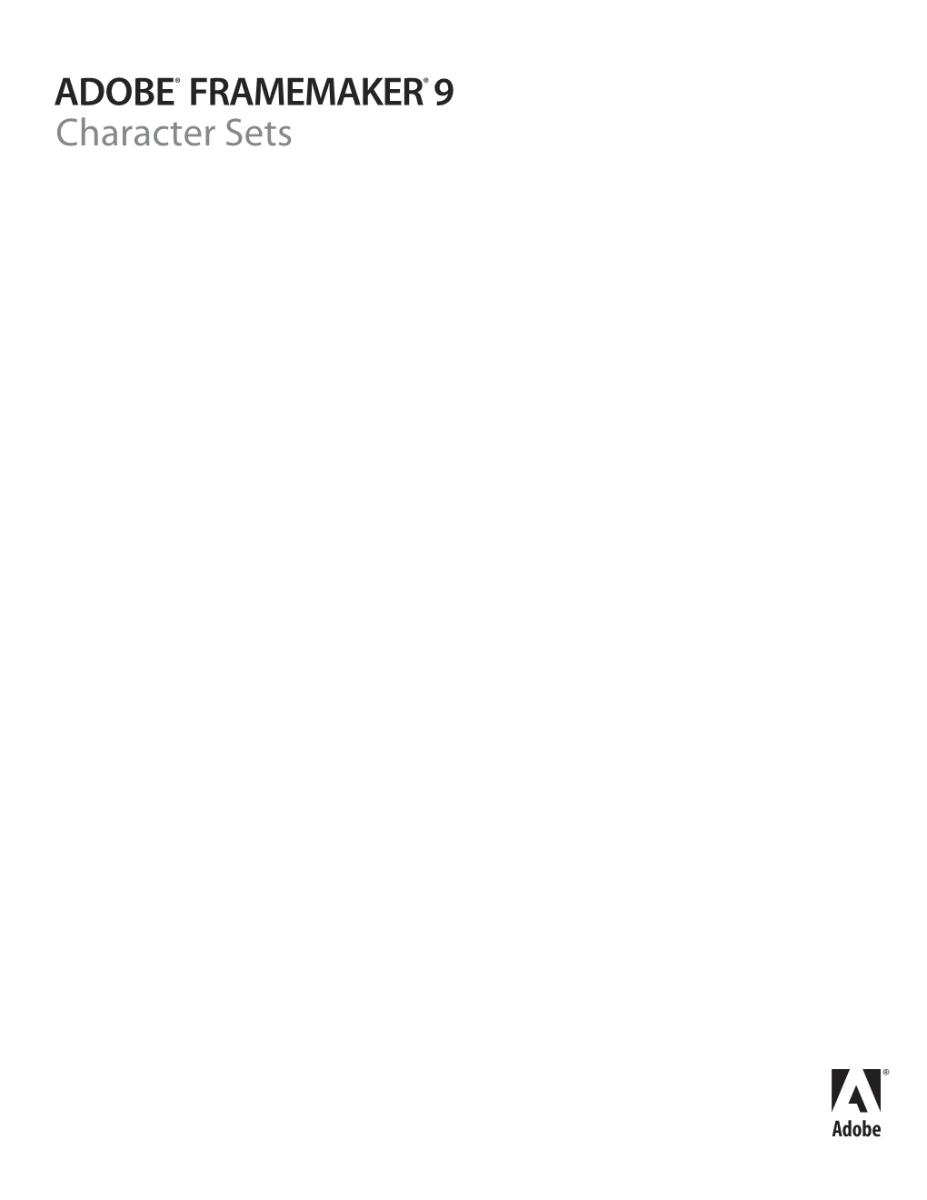 Adobe Framemaker 9 Character Sets