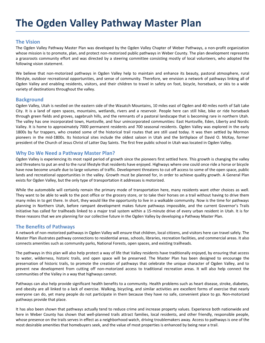 The Ogden Valley Pathway Master Plan