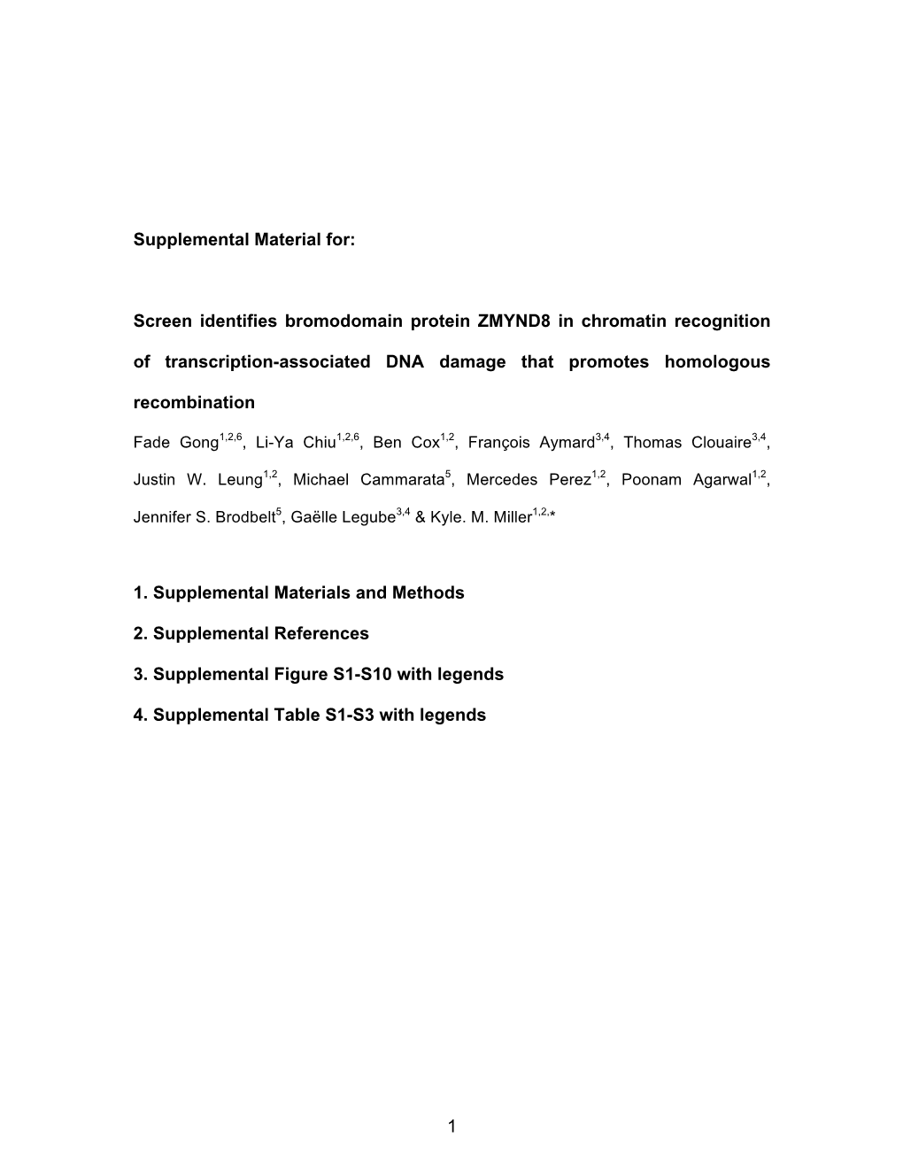 Supplemental Material For: Screen Identifies Bromodomain Protein