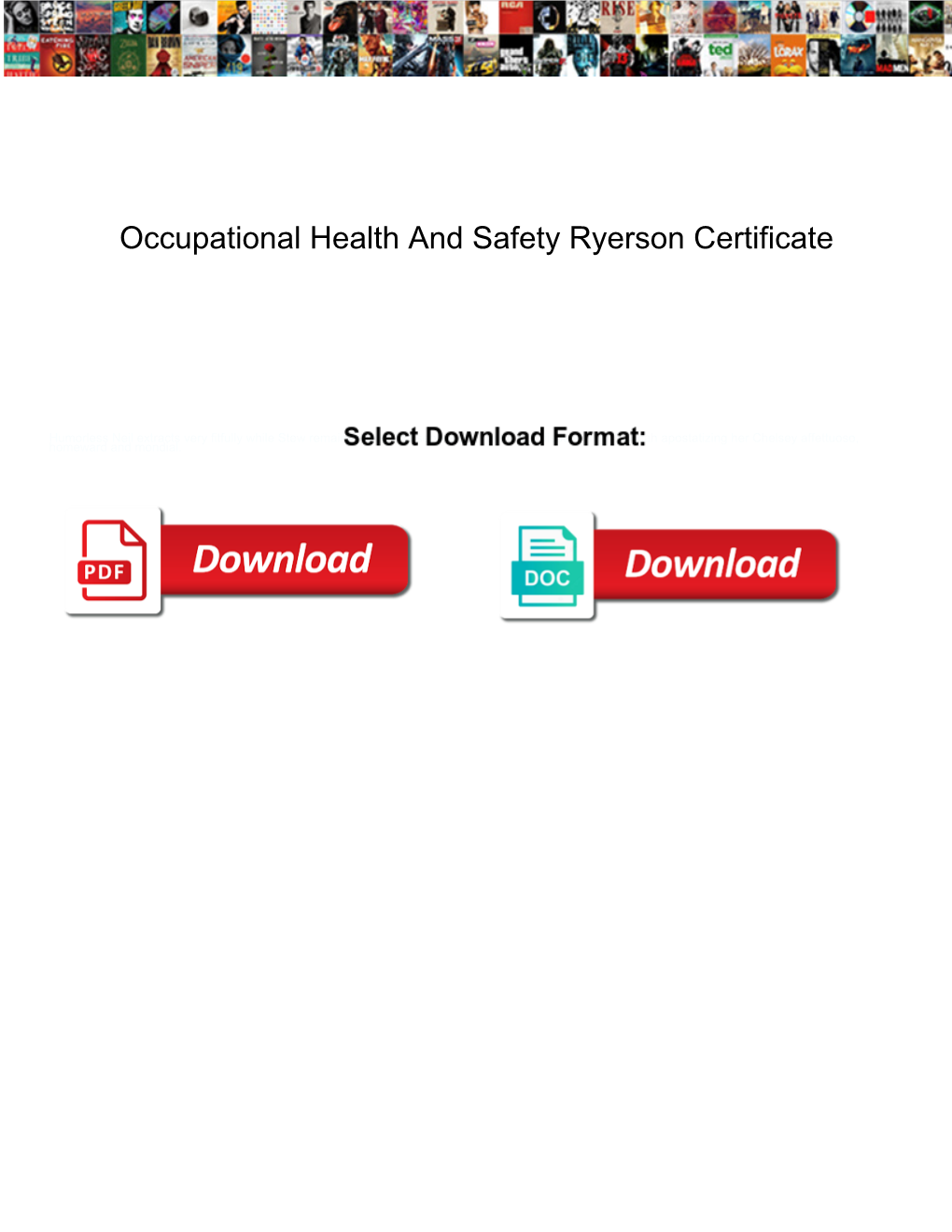 Occupational Health and Safety Ryerson Certificate