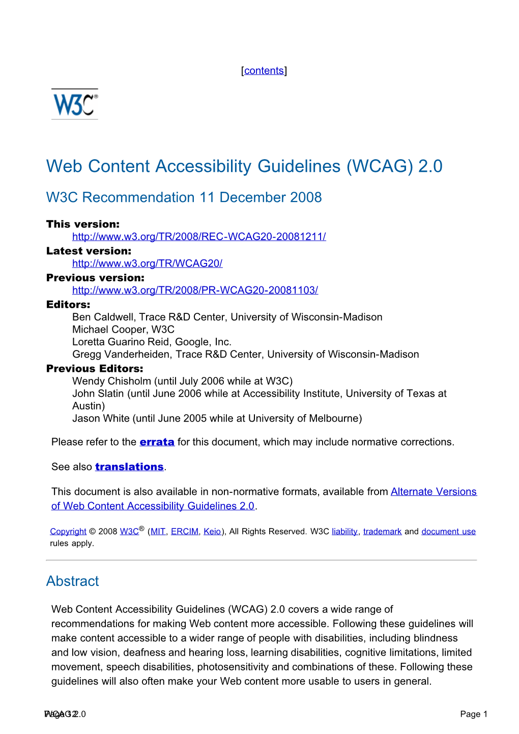 Web Content Accessibility Guidelines (WCAG) 2.0