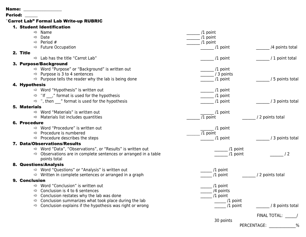 Formal Lab Write-Up RUBRIC