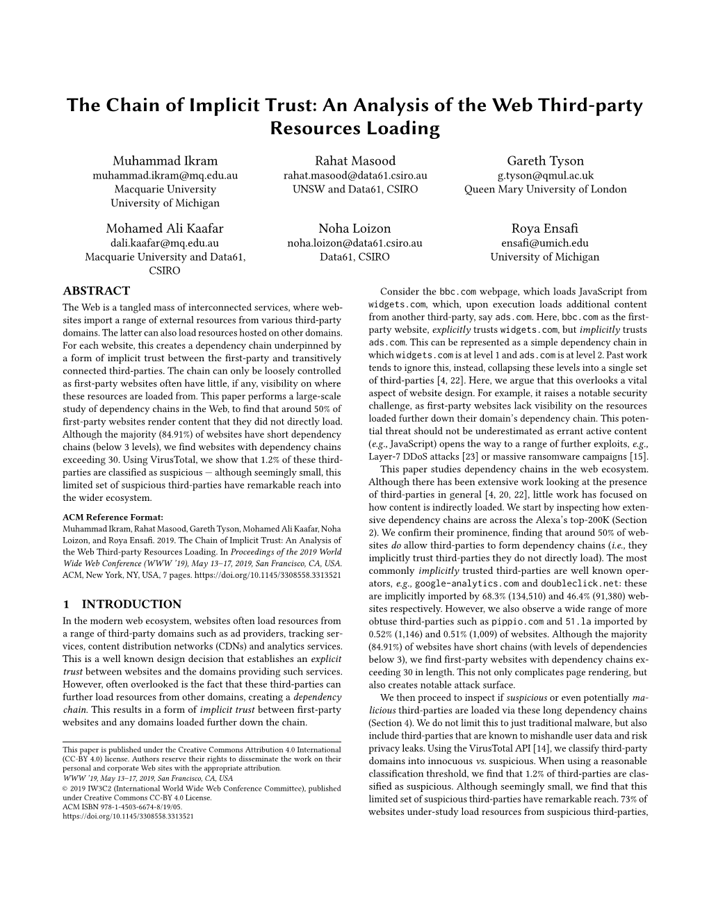 The Chain of Implicit Trust: an Analysis of the Web Third-Party Resources Loading