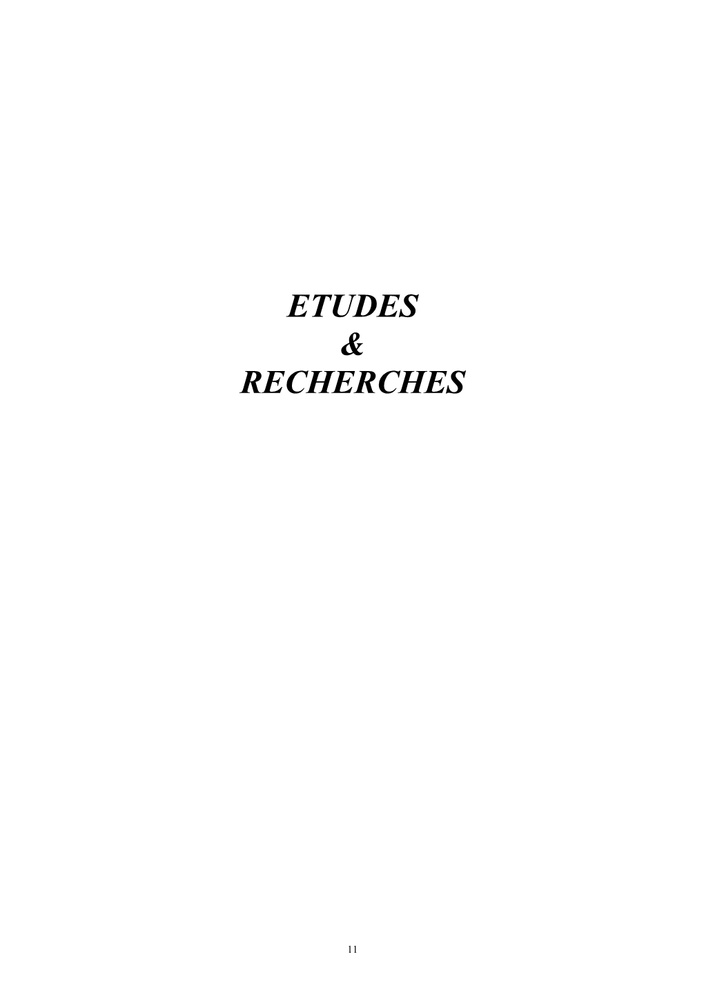 Etudes & Recherches