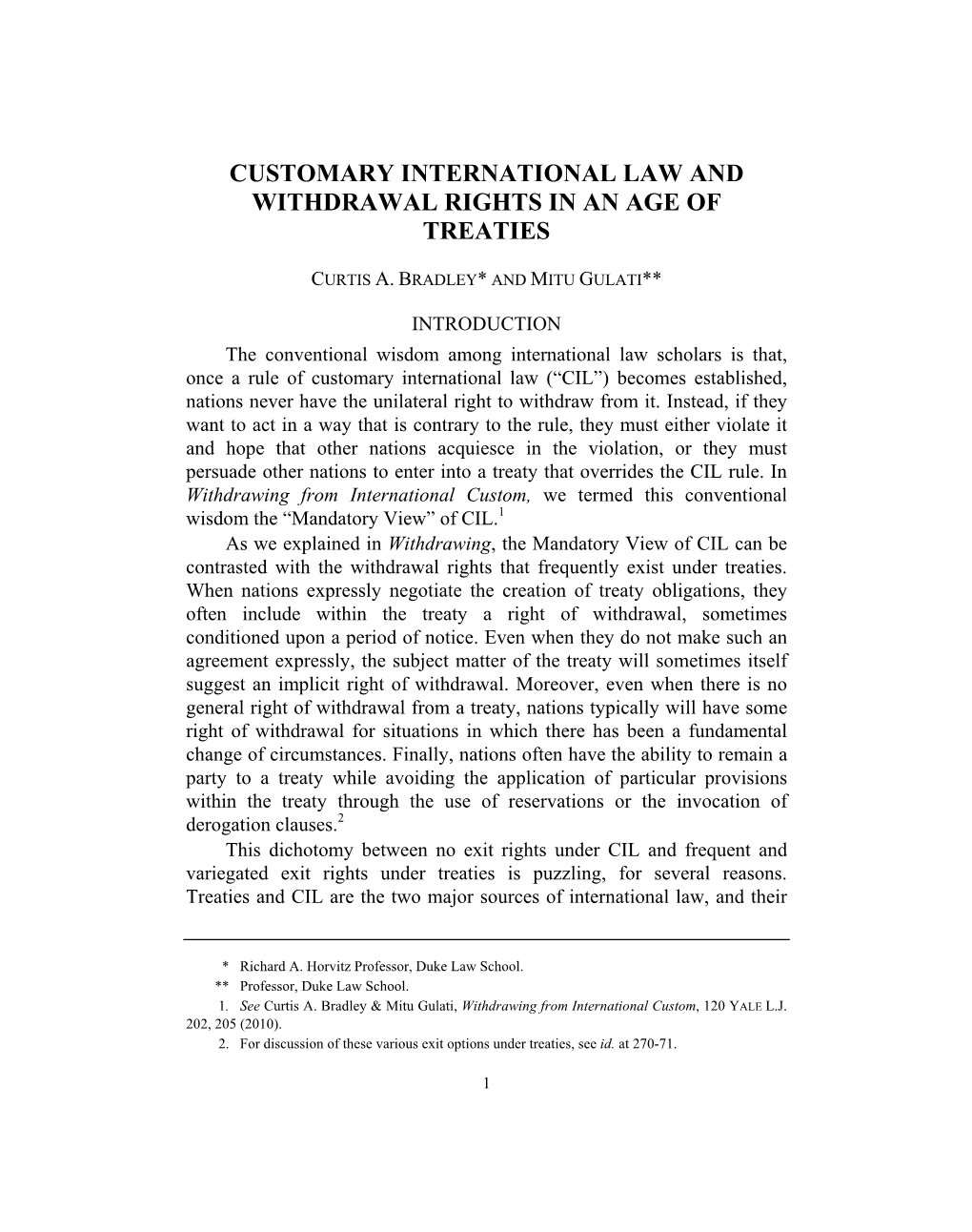 Customary International Law and Withdrawal Rights in an Age of Treaties