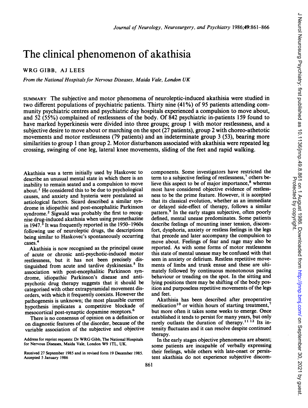 The Clinical Phenomenon of Akathisia