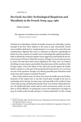 Des Fusils Aux Idée: Technological Skepticism and Maculinity in the French Army, 1954–1962